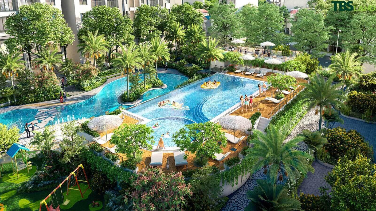 hồ bơi resort green tower